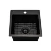 Ruvati Terraza 15 inch Gunmetal Black Stainless Steel Drop-in Topmount Bar Prep Sink Single Bowl, 16, RVH8115BL
