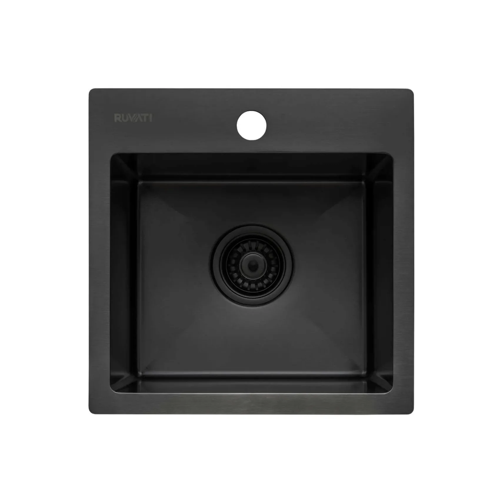 Ruvati Terraza 15 inch Gunmetal Black Stainless Steel Drop-in Topmount Bar Prep Sink Single Bowl, 16, RVH8115BL