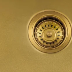 Ruvati Terraza 15 inch Polished Brass Matte Gold Stainless Steel Drop-in Topmount Bar Prep Sink Single Bowl, 16, Matte Gold Satin Brass, RVH8115GG