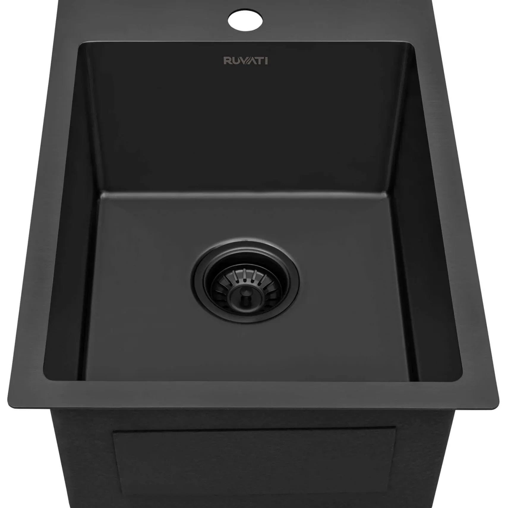Ruvati Terraza 15 x 20 inch Gunmetal Black Stainless Steel Drop-in Topmount Bar Prep Sink Single Bowl, 16, RVH8110BL