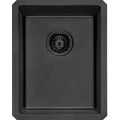 Ruvati Terraza 14-inch Gunmetal Black Stainless Steel Undermount Bar Prep Sink, 16, RVH7114BL