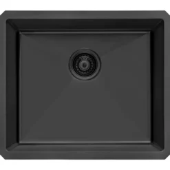 Ruvati Terraza 21-inch Gunmetal Black Stainless Steel Undermount Bar Prep Kitchen Sink, 16, RVH7121BL