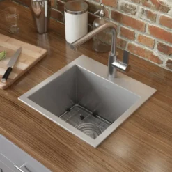 Ruvati Tirana 15" Square Stainless Steel Bar/Prep Sink, 16 Gauge, RVH8115