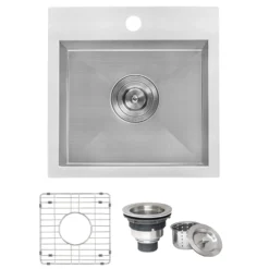 Ruvati Tirana 15" Square Stainless Steel Bar/Prep Sink, 16 Gauge, RVH8115