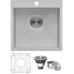 Ruvati Tirana 18" Square Stainless Steel Bar/Prep Sink, 16 Gauge, RVH8118