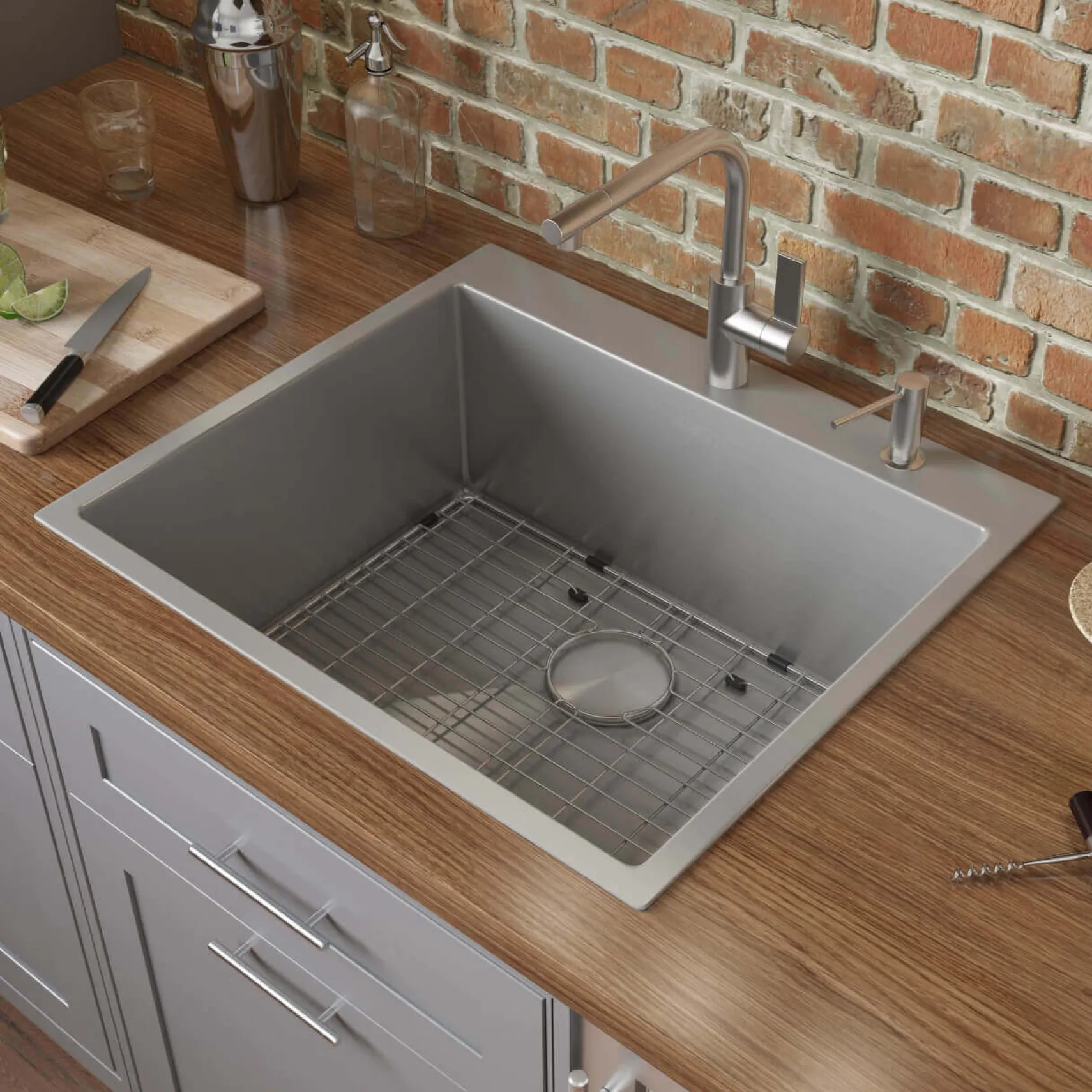 Ruvati Tirana Pro 24 x 20 inch Drop-in 16 Gauge Stainless Steel Rounded Corners Topmount Kitchen Sink Single Bowl, 16, RVH8014
