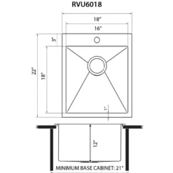Ruvati Topmount Laundry Utility Sink 18 x 22 x 12 inch Rounded Corners Deep 16 Gauge Stainless Steel, RVU6018