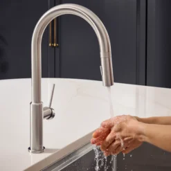 Ruvati Vestia Pull Down Kitchen Faucet, Stainless Steel, Single Lever, RVF1237BN