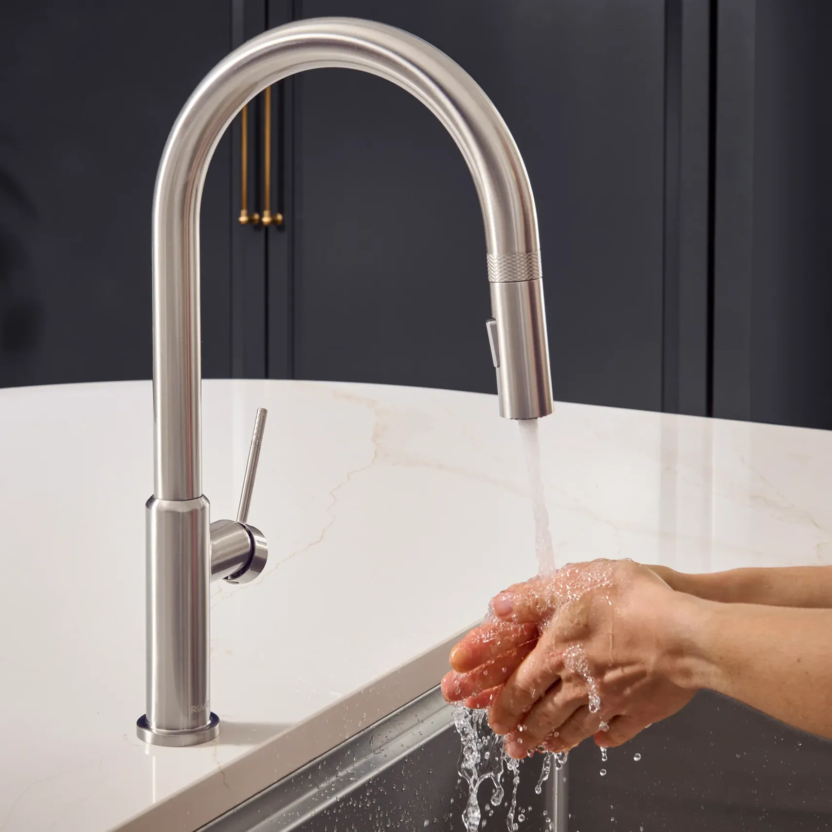 Ruvati Vestia Pull Down Kitchen Faucet, Stainless Steel, Single Lever, RVF1237BN