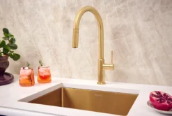 Ruvati Vestia Pull Down Kitchen Faucet, Brushed Gold, Single Lever, RVF1237SG
