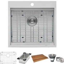 Ruvati Vino 21" Rectangle Stainless Steel Workstation Bar/Prep Sink, 16 Gauge, RVH8221