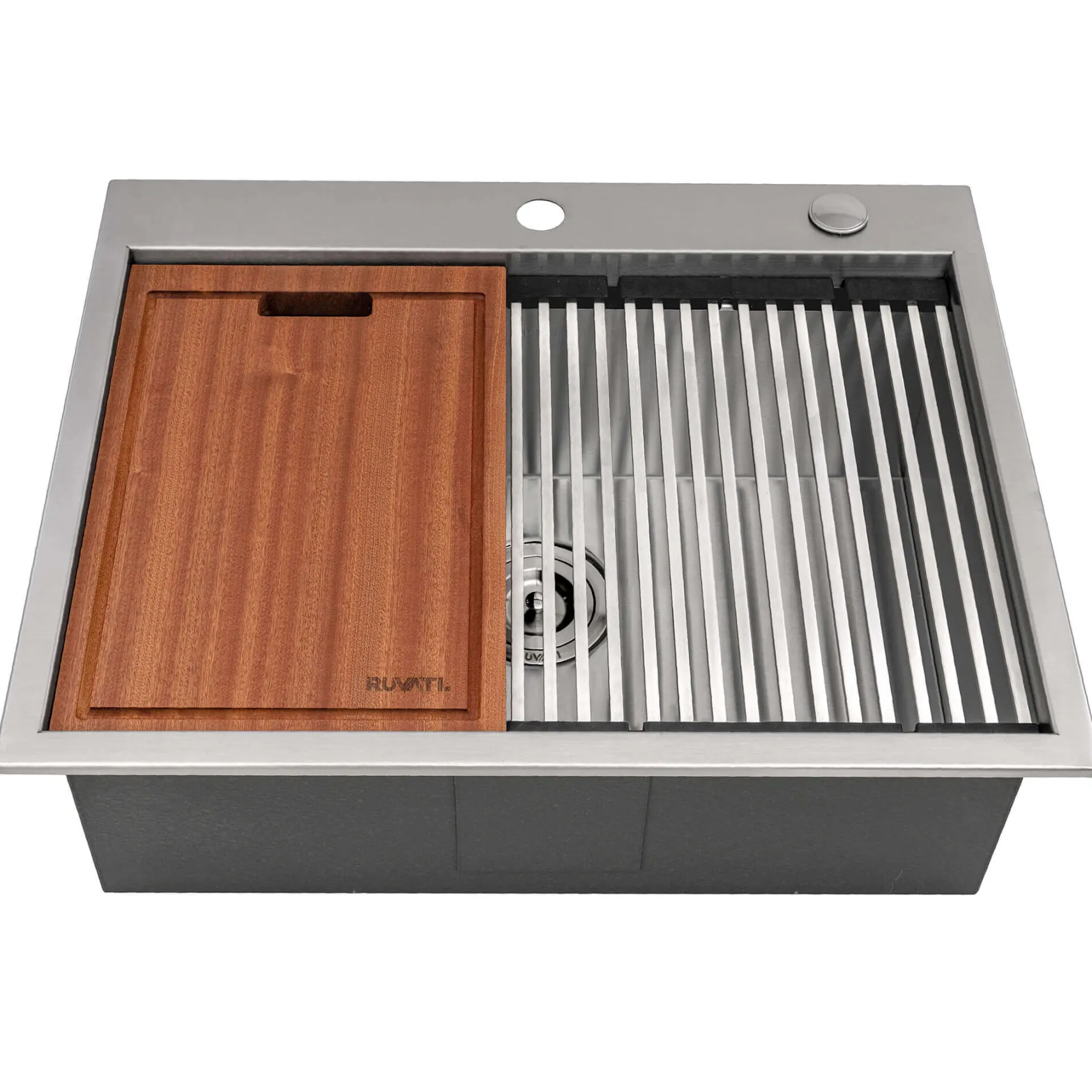 Ruvati Vino 23 x 20 inch RV Workstation Drop-in Topmount Bar Prep Kitchen Sink 16 Gauge Stainless Steel, 16, RVH8203