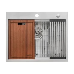 Ruvati Vino 23 x 20 inch RV Workstation Drop-in Topmount Bar Prep Kitchen Sink 16 Gauge Stainless Steel, 16, RVH8203