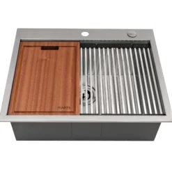 Ruvati Vino 25 x 20 inch RV Workstation Drop-in Topmount Bar Prep Kitchen Sink 16 Gauge Stainless Steel, 16, RVH8205