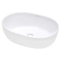 Ruvati Vista 19" Oval Vessel Porcelain Above Counter Bathroom Sink, White, RVB0419