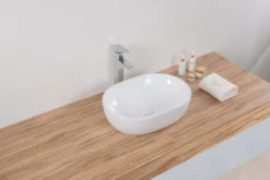Ruvati Vista 19" Oval Vessel Porcelain Above Counter Bathroom Sink, White, RVB0419