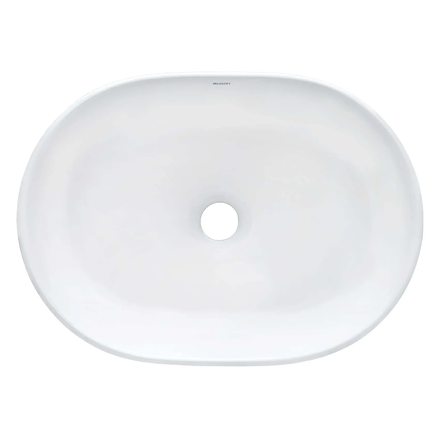 Ruvati Vista 19" Oval Vessel Porcelain Above Counter Bathroom Sink, White, RVB0419
