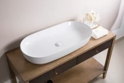 Ruvati Vista 32" Oval Vessel Porcelain Above Counter Bathroom Sink, White, RVB0432