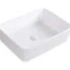 Ruvati Vista 19" Rectangle Vessel Porcelain Above Vanity Counter Bathroom Sink, White, RVB1915