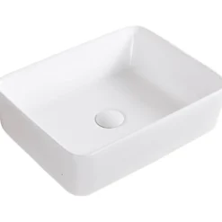 Ruvati Vista 19" Rectangle Vessel Porcelain Above Vanity Counter Bathroom Sink, White, RVB1915