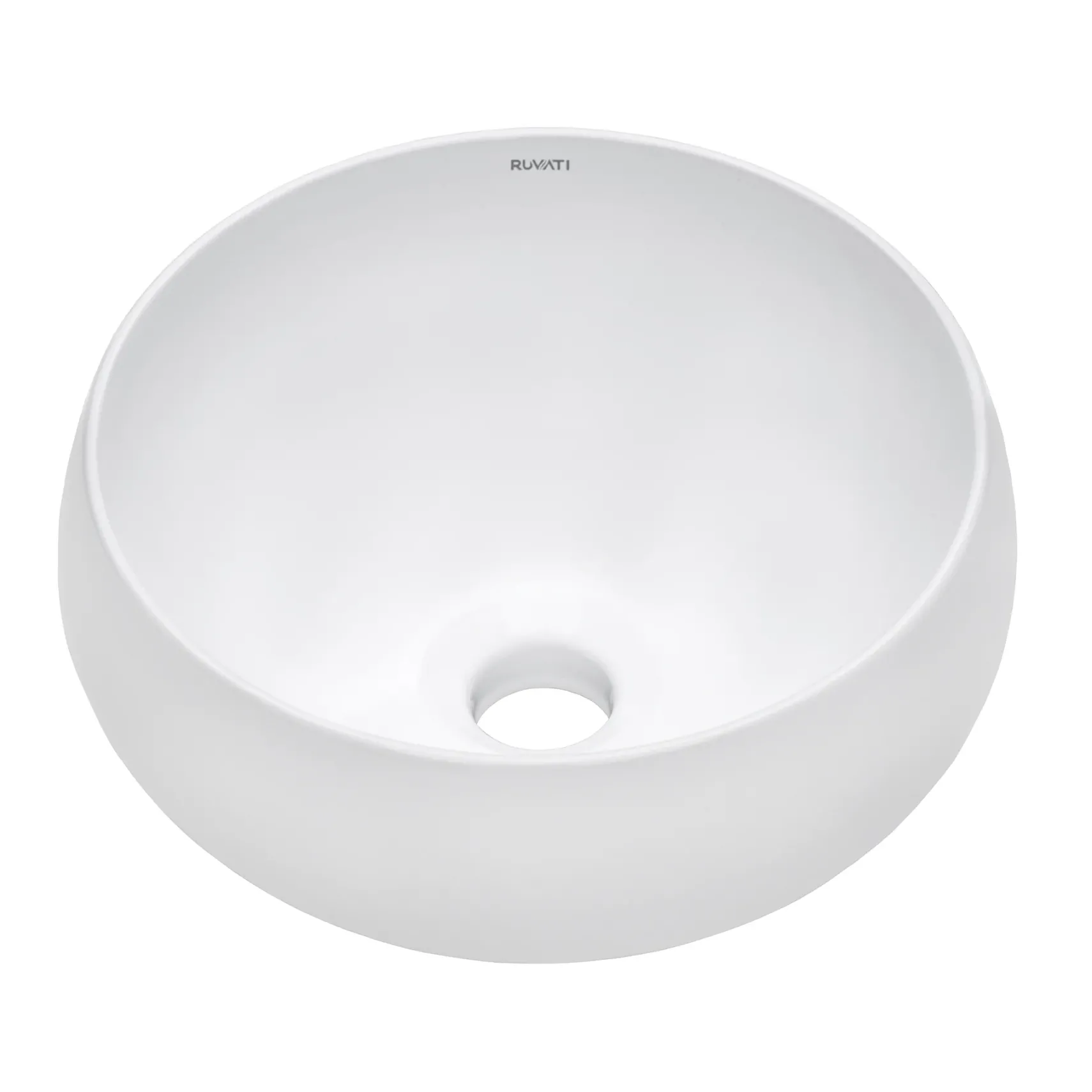 Ruvati Vista 12" Round Vessel Porcelain Above Counter Bathroom Sink, White, RVB0312
