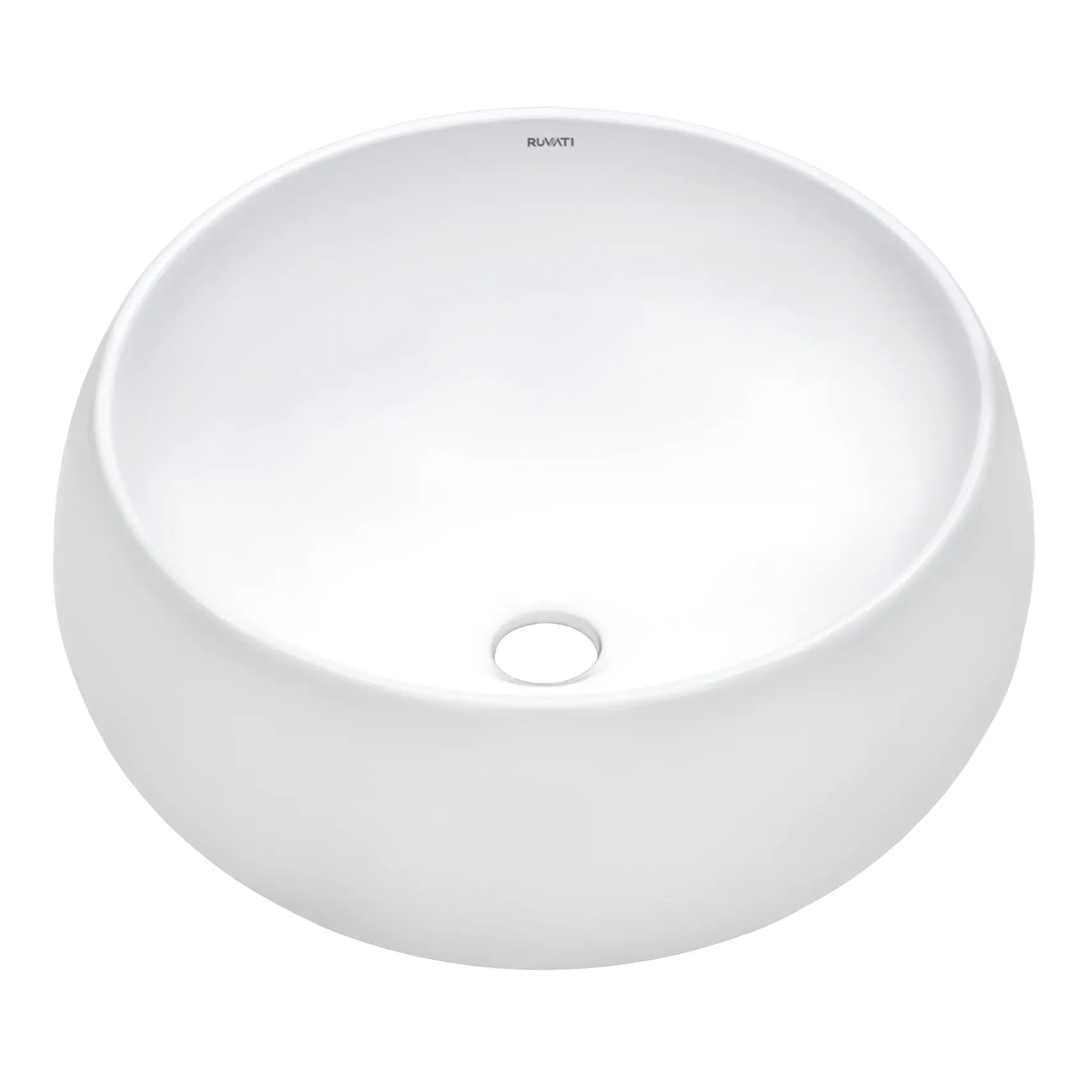 Ruvati Vista 16" Round Vessel Porcelain Above Counter Bathroom Sink, White, RVB0316