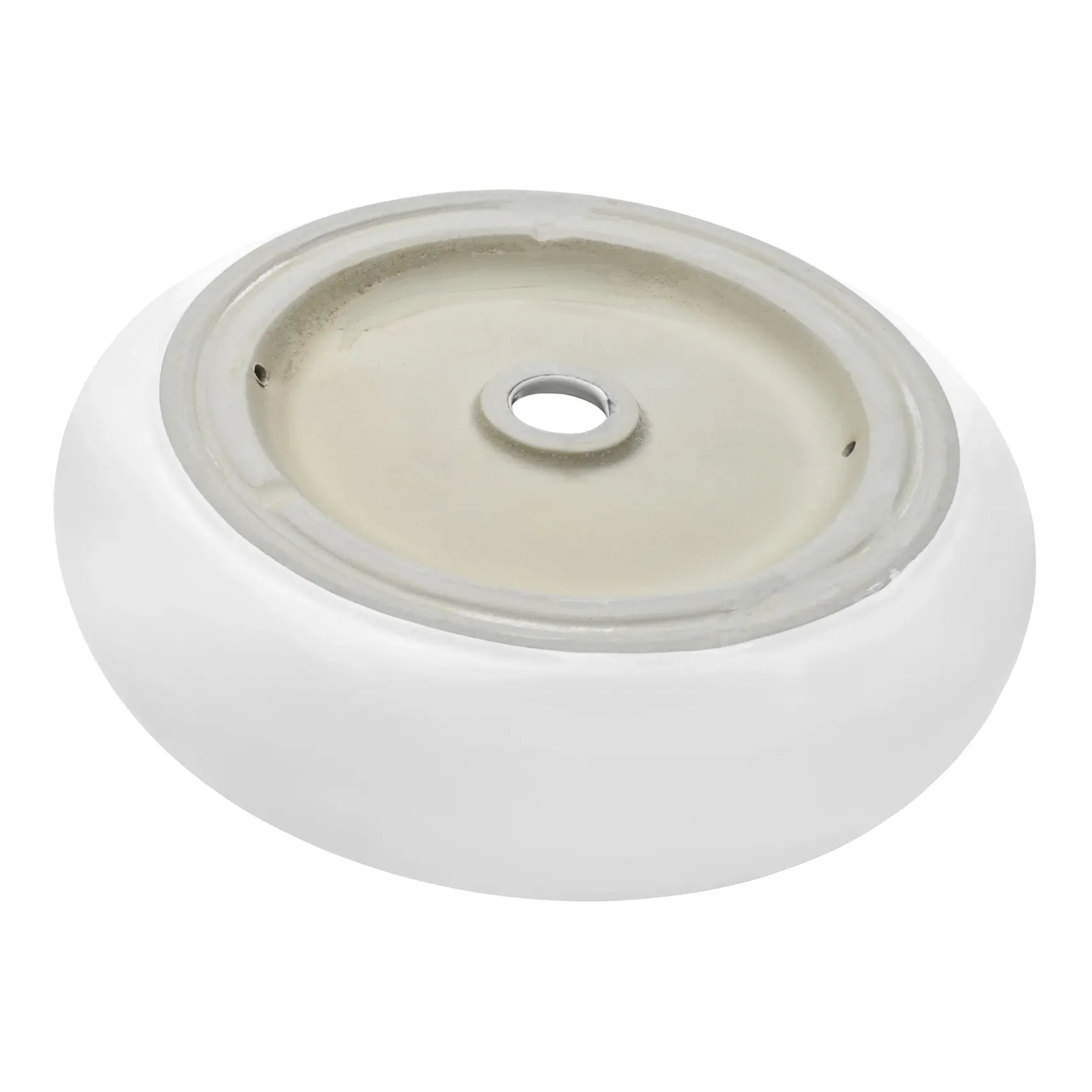 Ruvati Vista 16" Round Vessel Porcelain Above Counter Bathroom Sink, White, RVB0316