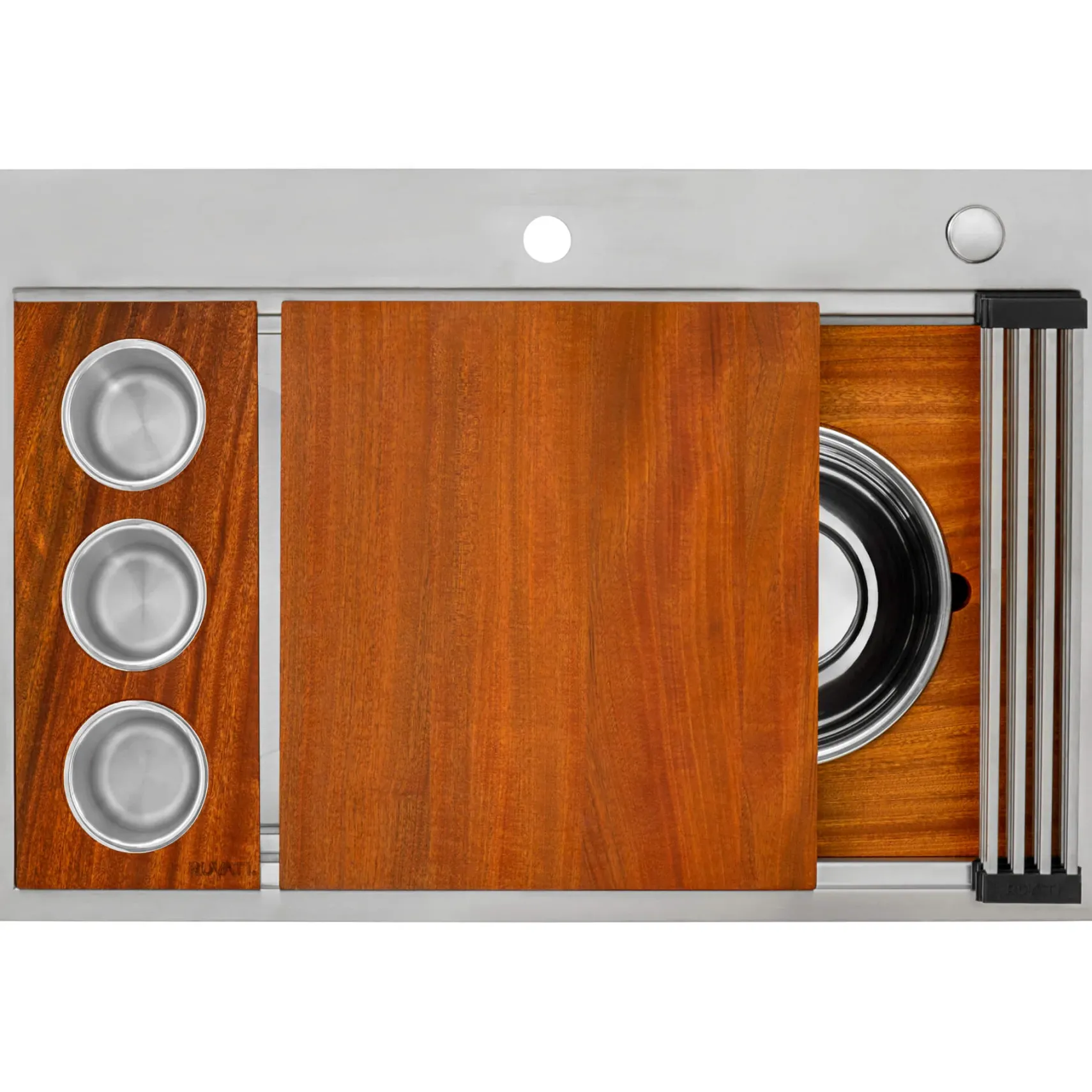 Ruvati Dual-Tier 33" Drop-in Topmount Stainless Steel Workstation Kitchen Sink, 16 Gauge, RVH8424