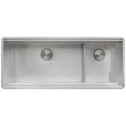 Ruvati Dual-Tier 45-inch Double Bowl Workstation Two-Tiered Ledge Kitchen Sink Undermount 16 Gauge Stainless Steel, RVH8253