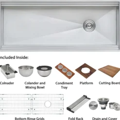 Ruvati Dual-Tier 69-inch Workstation Two-Tiered Ledge Kitchen Sink Undermount 16 Gauge Stainless Steel, 16, RVH8666