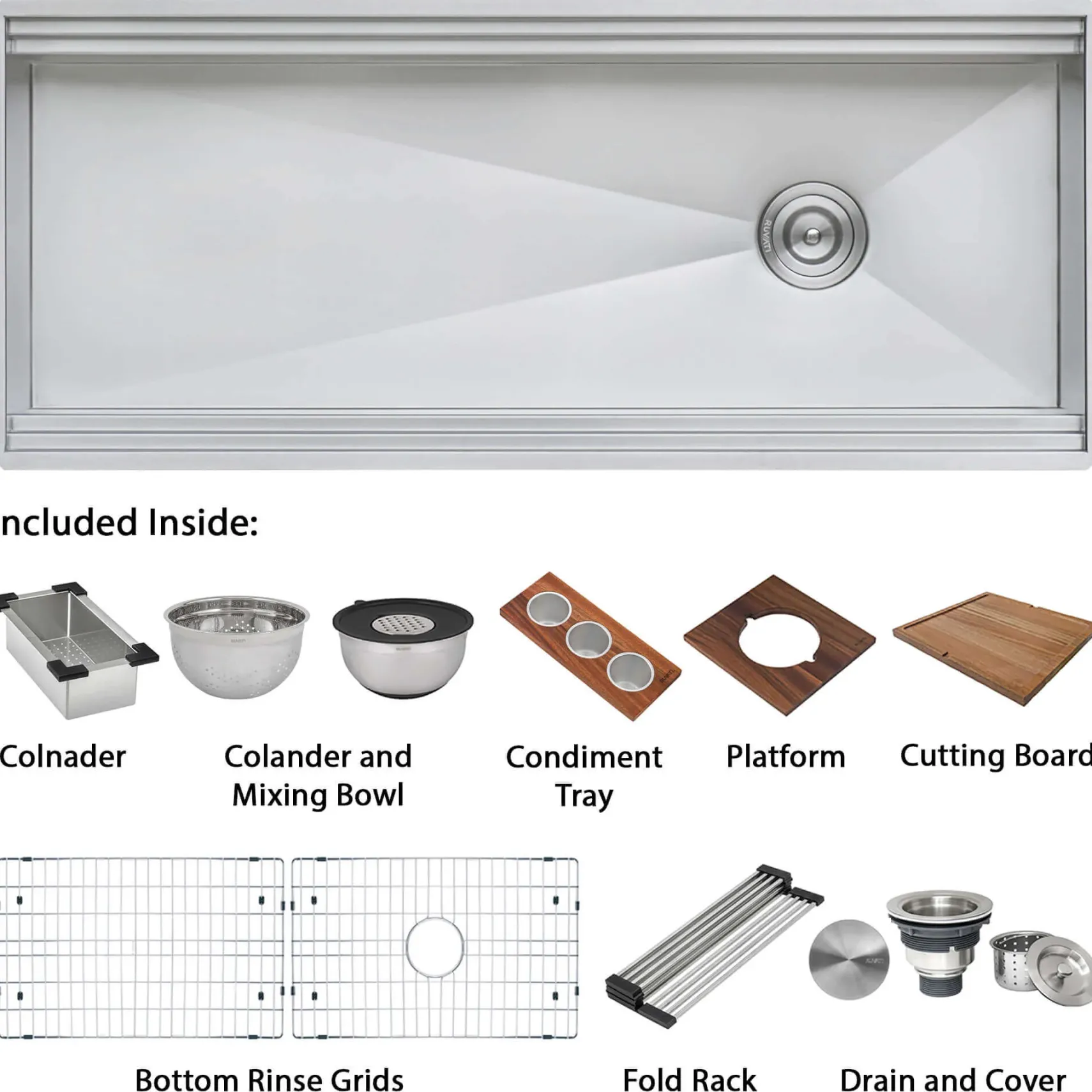 Ruvati Dual-Tier 69-inch Workstation Two-Tiered Ledge Kitchen Sink Undermount 16 Gauge Stainless Steel, 16, RVH8666