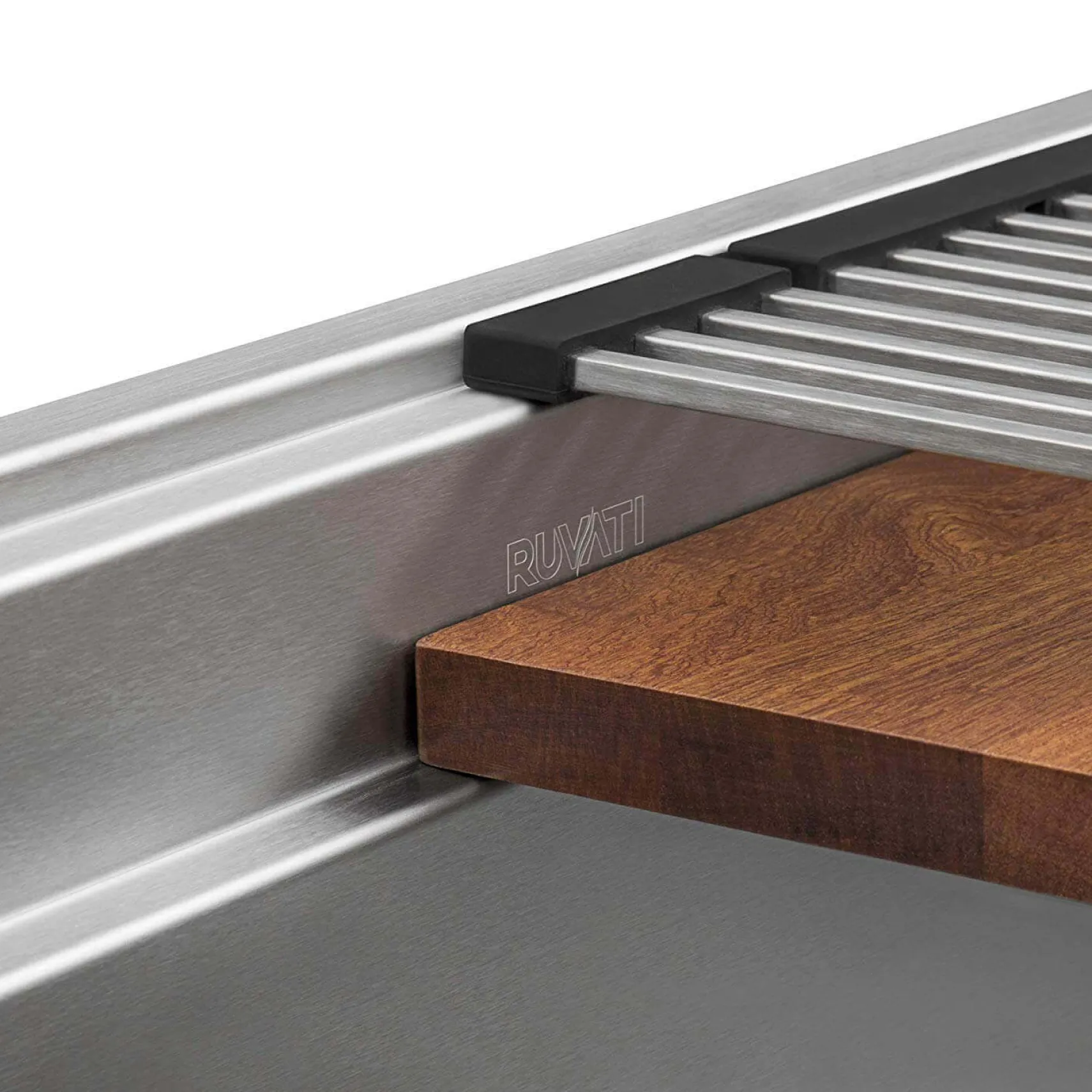Ruvati Dual-Tier Pro 33-inch Workstation Two-Tiered Double Ledge Kitchen Sink Undermount 16 Gauge Stainless Steel, 16, RVH6222ST