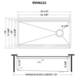 Ruvati Dual-Tier Pro 33-inch Workstation Two-Tiered Double Ledge Kitchen Sink Undermount 16 Gauge Stainless Steel, 16, RVH6222ST