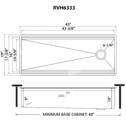 Ruvati Dual-Tier Pro 45-inch Workstation Two-Tiered Double Ledge Kitchen Sink Undermount 16 Gauge Stainless Steel, 16, RVH6333ST