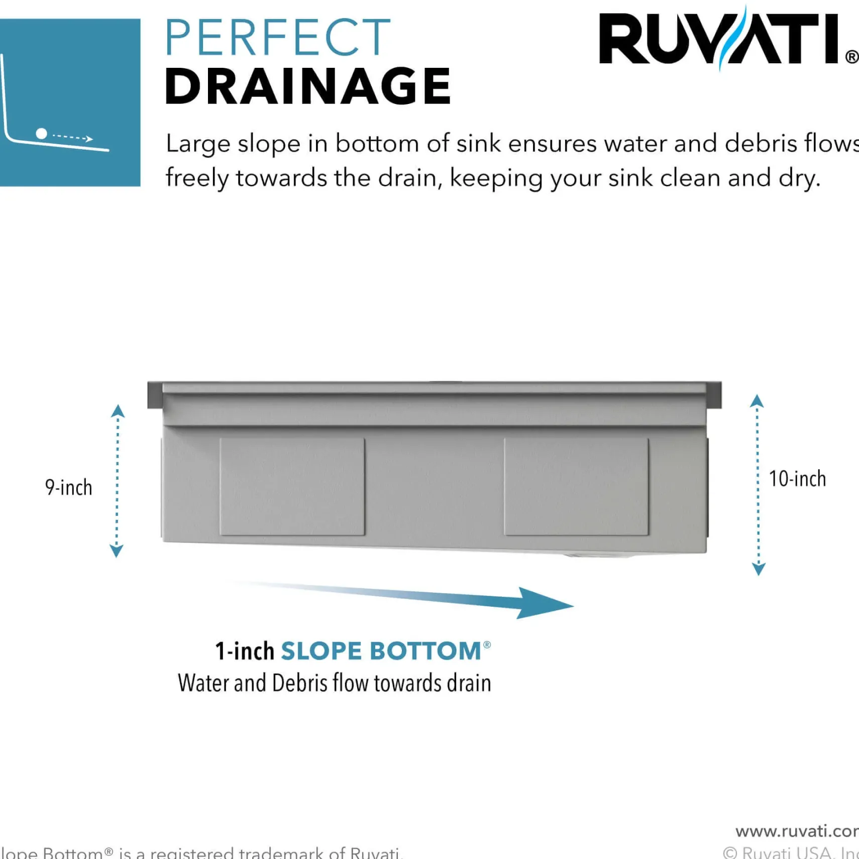 Ruvati Dual-Tier 45" Stainless Steel Workstation Apron-front Farmhouse Sink, 16 Gauge, RVH9333