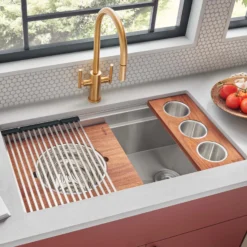 Ruvati Dual-Tier 36" Undermount Stainless Steel Workstation Kitchen Sink, 16 Gauge, RVH8277