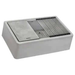 Ruvati epiCast 33" Granite Composite Workstation Apron-front Farmhouse Sink, Silver Gray, RVG1533GR