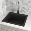 Ruvati epiGranite 22" Drop-in Topmount Granite Composite Bar/Prep Sink, Midnight Black, RVG1022BK