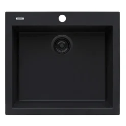 Ruvati epiGranite 22" Drop-in Topmount Granite Composite Bar/Prep Sink, Midnight Black, RVG1022BK
