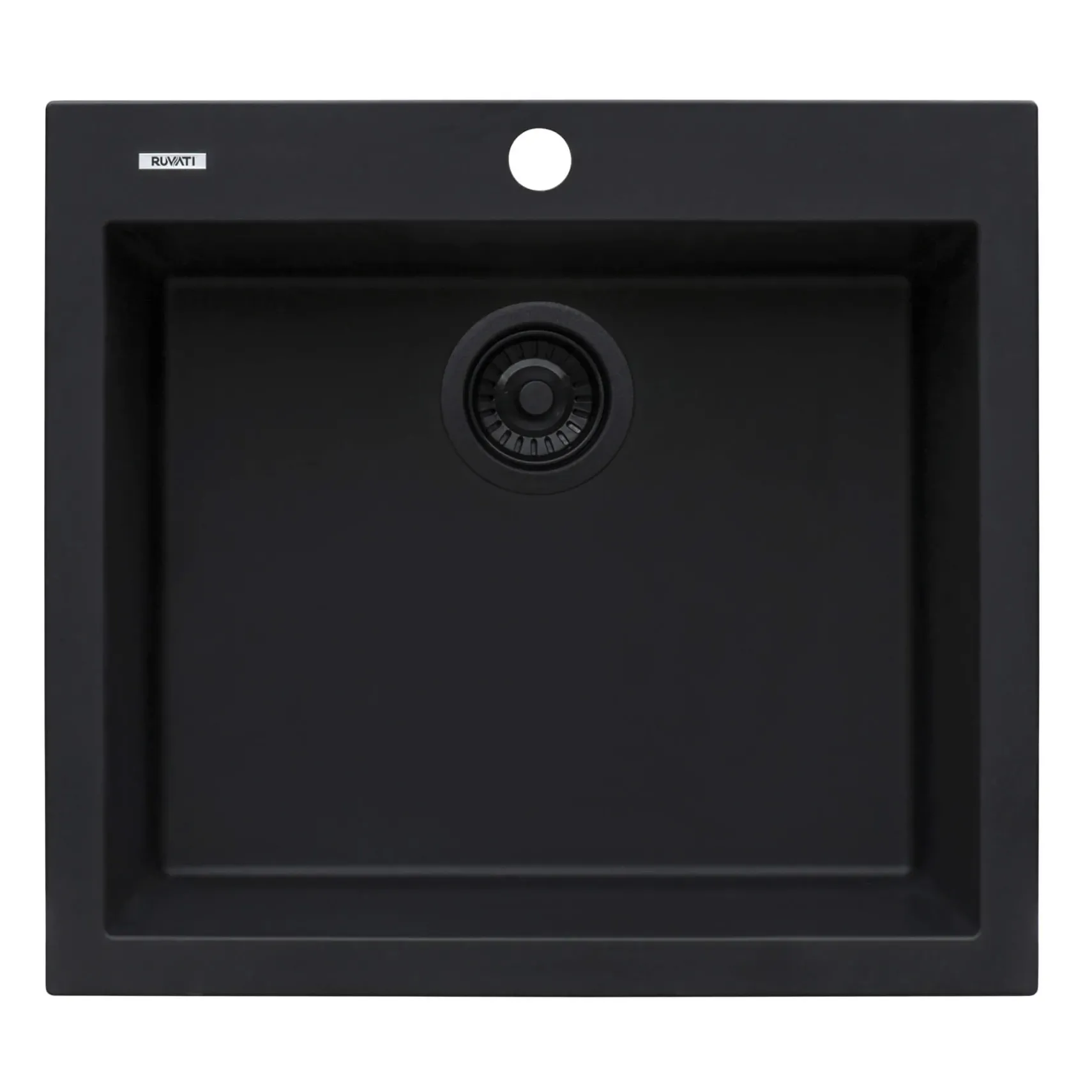 Ruvati epiGranite 22" Drop-in Topmount Granite Composite Bar/Prep Sink, Midnight Black, RVG1022BK
