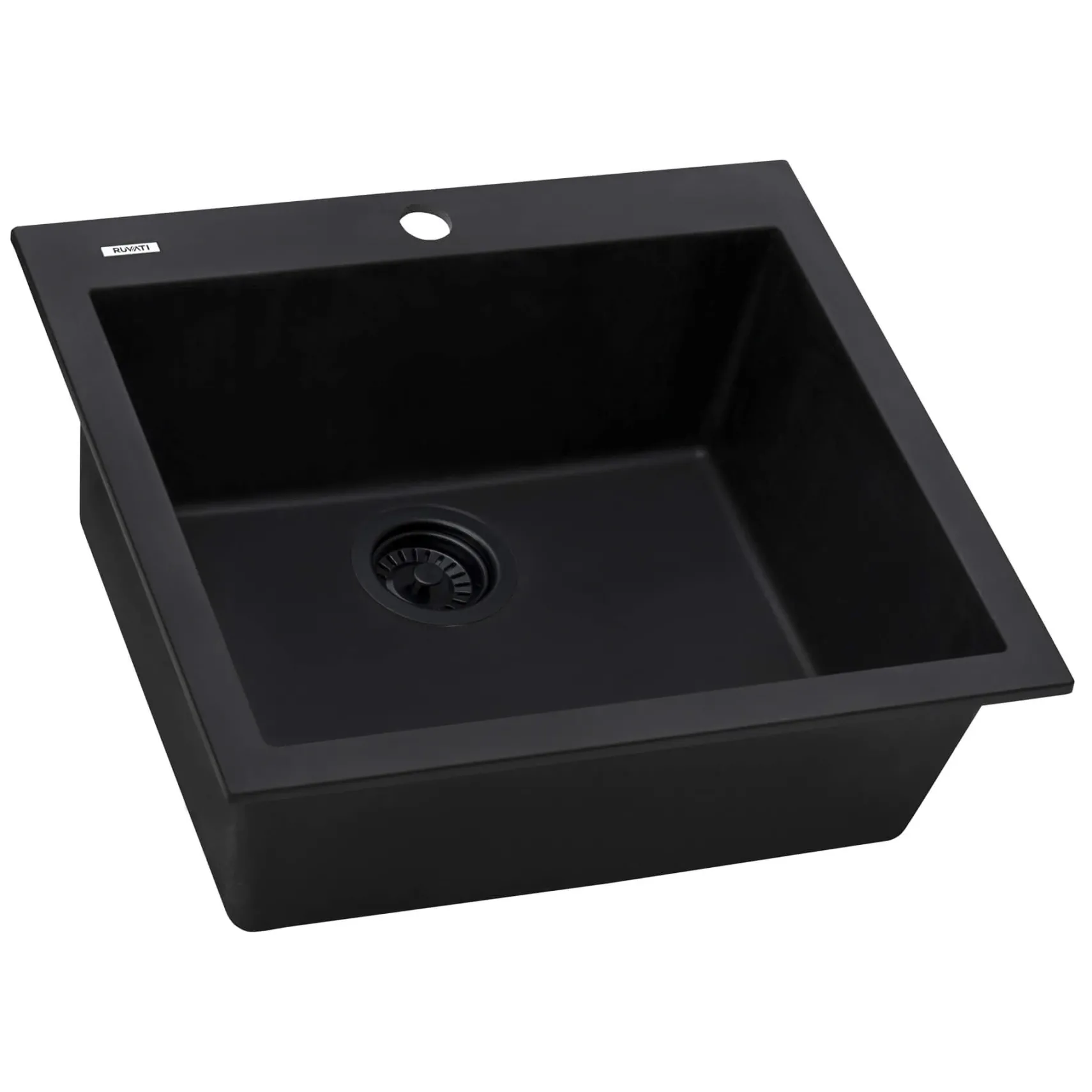 Ruvati epiGranite 22" Drop-in Topmount Granite Composite Bar/Prep Sink, Midnight Black, RVG1022BK