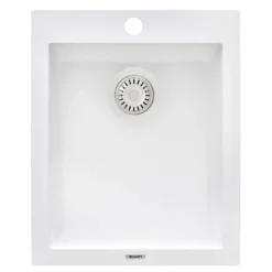 Ruvati epiGranite 16" Drop-in Topmount Granite Composite Bar/Prep Sink, Arctic White, RVG1016WH