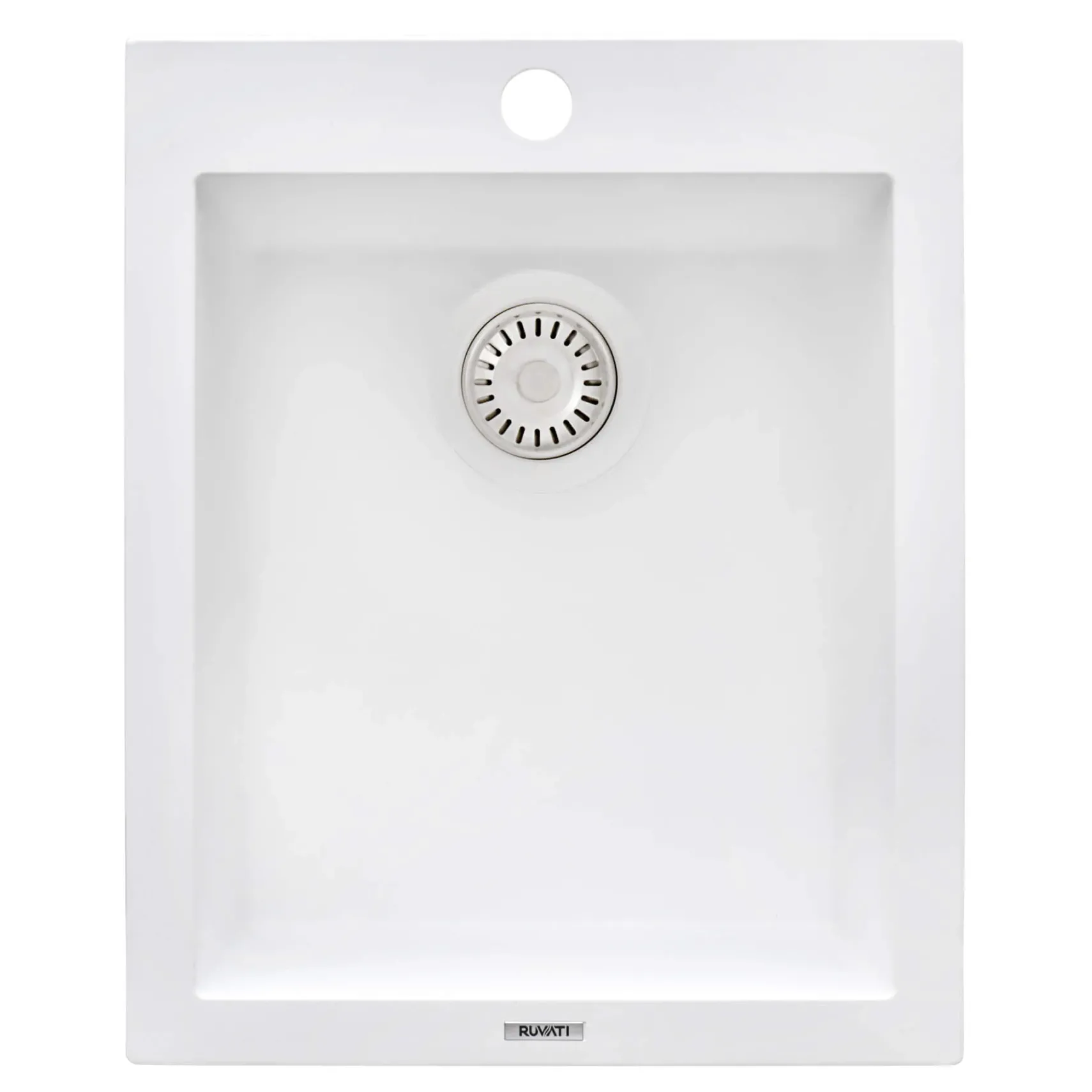 Ruvati epiGranite 16" Drop-in Topmount Granite Composite Bar/Prep Sink, Arctic White, RVG1016WH