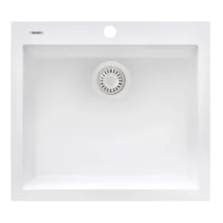 Ruvati epiGranite 24" Drop-in Topmount Granite Composite Kitchen Sink, Arctic White, RVG1023WH