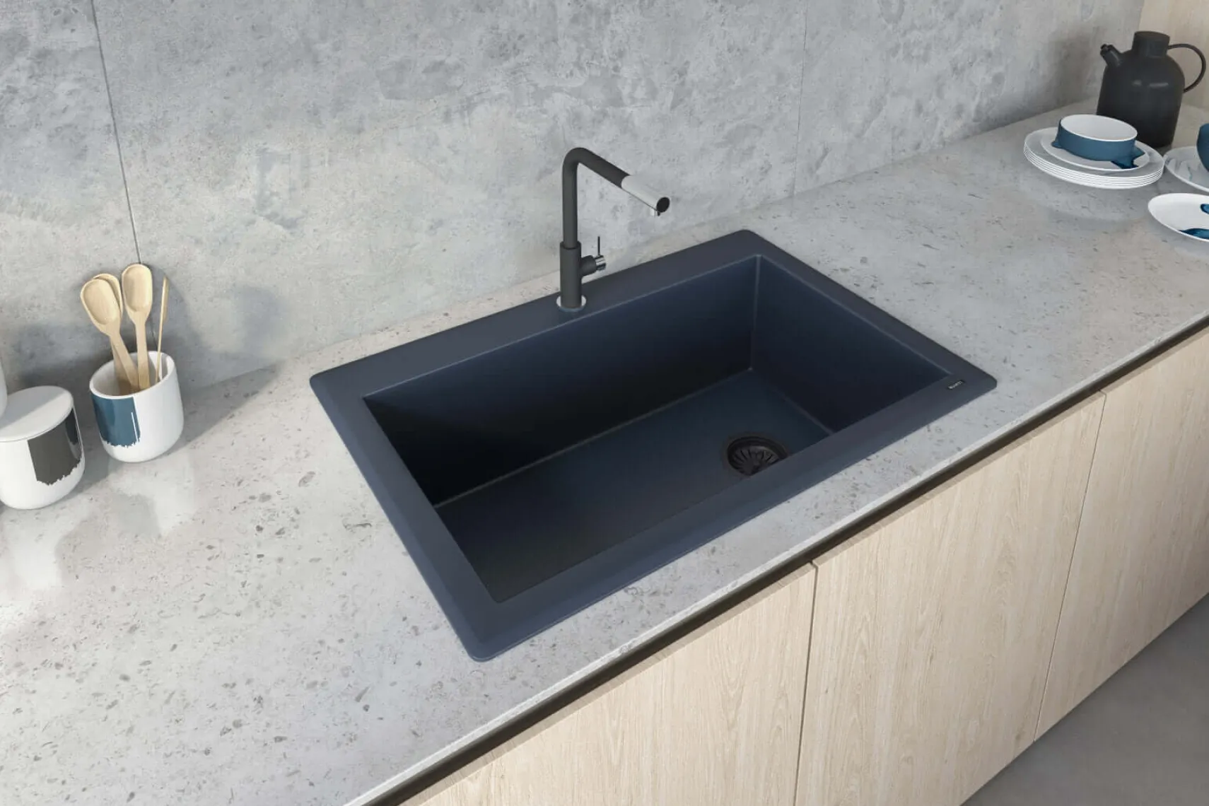 Ruvati epiGranite 33" Drop-in Topmount Granite Composite Kitchen Sink, Catalina Blue, RVG1033LU