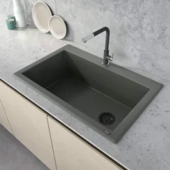 Ruvati epiGranite 33" Drop-in Topmount Granite Composite Kitchen Sink, Juniper Green, RVG1033RN