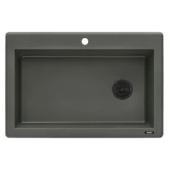 Ruvati epiGranite 33" Drop-in Topmount Granite Composite Kitchen Sink, Juniper Green, RVG1033RN