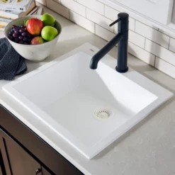 Ruvati epiGranite 22" Drop-in Topmount Granite Composite Bar/Prep Sink, Arctic White, RVG1022WH