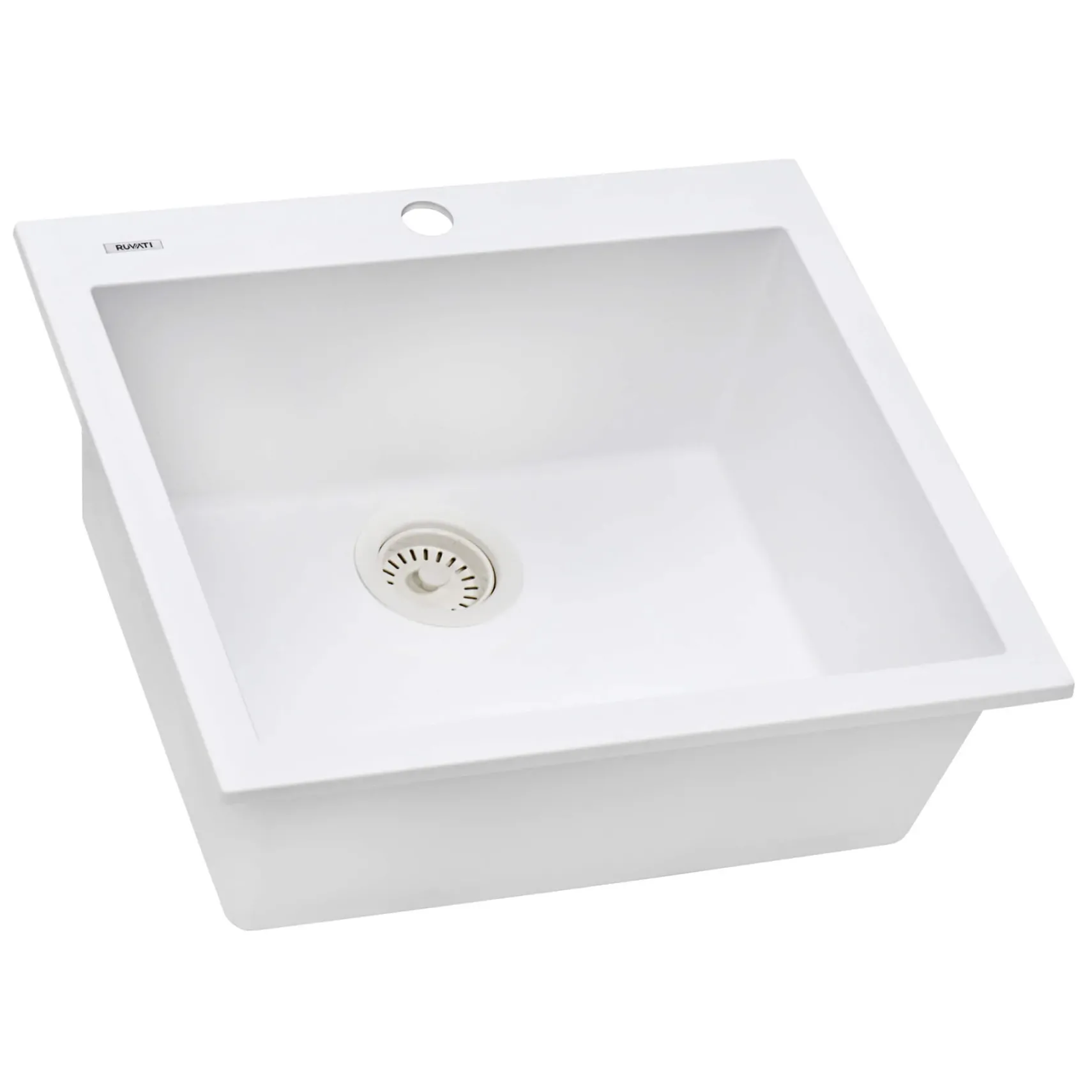 Ruvati epiGranite 22" Drop-in Topmount Granite Composite Bar/Prep Sink, Arctic White, RVG1022WH