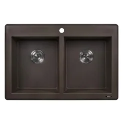 Ruvati epiGranite 33" Dual-Mount Granite Composite Kitchen Sink, 50/50 Double Bowl, Espresso / Coffee Brown, RVG1388ES